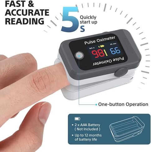 جهاز قياس التأكسج والنبض بأطراف الأصابع من بيري، جهاز قياس تشبع الأكسجين في الدم مع شاشة OLED، مقياس رقمي محمول (SpO2) in Kuwait