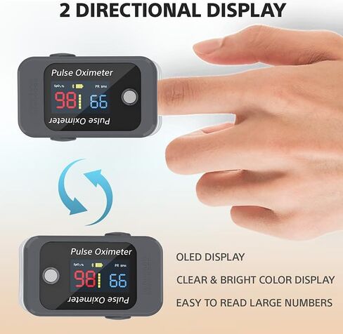 جهاز قياس التأكسج والنبض بأطراف الأصابع من بيري، جهاز قياس تشبع الأكسجين في الدم مع شاشة OLED، مقياس رقمي محمول (SpO2) in Kuwait