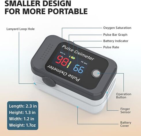 جهاز قياس التأكسج والنبض بأطراف الأصابع من بيري، جهاز قياس تشبع الأكسجين في الدم مع شاشة OLED، مقياس رقمي محمول (SpO2) in Kuwait