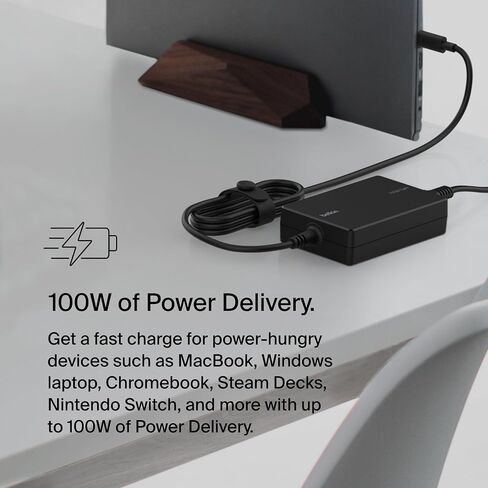 Belkin Connect 100W USB-C Core GaN Power Adapter, Fast-Charging Adapter w/Universal USB-C Compatibility, 100W Power Delivery, 8ft Power Cable for Gaming, MacBook Pro, PC Laptops, and Chromebook in Saudi Arabia