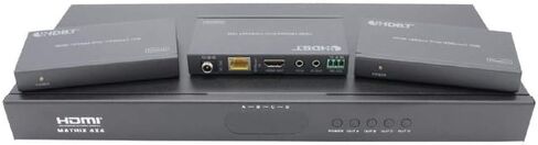 Monoprice Blackbird 4K HDMI 4x4 Matrix with HDBaseT Out, HDR, 18G, 4K@60Hz, YCbCr 4:4:4, EDID, PoC, IR, Extender with 3 Receivers in Saudi Arabia