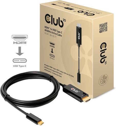 Club 3D CAC-1334 HDMI 2.0 إلى USB Type C 4K60 هرتز M/M كابل نشط 1.8 متر - 6 قدم لأنظمة ماك in Saudi Arabia