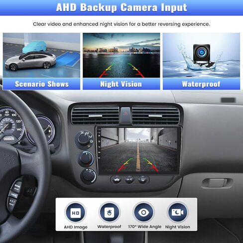 2G+64G Android 13 Car Stereo Radio for Honda Civic 2000-2005, Wireless Carplay&Android Auto, 9" Touch Screen in-Dash GPS Navigation with Bluetooth FM Car Radio WiFi/HiFi/USB+AHD Backup Camera Mic in Saudi Arabia