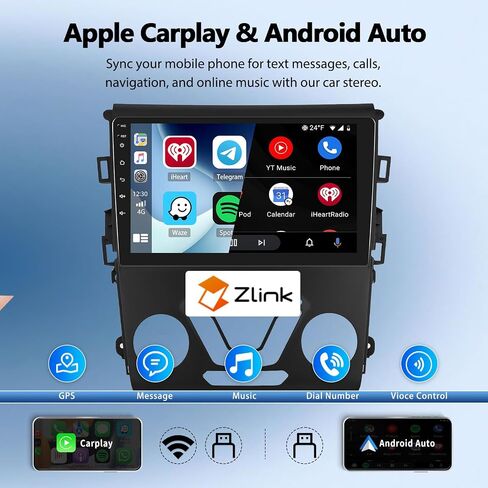 [2G+64G] ستيريو سيارة Android 13 لراديو Ford Fusion Ford Mondeo 2013-2019، لاسلكي Apple CarPlay Andriod Auto Bluetooth 9 بوصة نظام تحديد المواقع العالمي (GPS) وحدة رأسية WiFi Mirror Link FM/RDS SWC + ميكروفون كاميرا احتياطية in Saudi Arabia