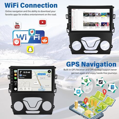 [2G+64G] ستيريو سيارة Android 13 لراديو Ford Fusion Ford Mondeo 2013-2019، لاسلكي Apple CarPlay Andriod Auto Bluetooth 9 بوصة نظام تحديد المواقع العالمي (GPS) وحدة رأسية WiFi Mirror Link FM/RDS SWC + ميكروفون كاميرا احتياطية in Saudi Arabia