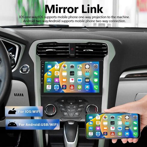 [2G+64G] ستيريو سيارة Android 13 لراديو Ford Fusion Ford Mondeo 2013-2019، لاسلكي Apple CarPlay Andriod Auto Bluetooth 9 بوصة نظام تحديد المواقع العالمي (GPS) وحدة رأسية WiFi Mirror Link FM/RDS SWC + ميكروفون كاميرا احتياطية in Saudi Arabia