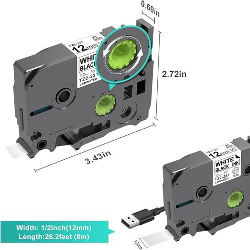 4+1 Pack Replacement for Brother Label Maker Tape TZe TZ Tape 12mm 0.47 Inch Laminated TZ-231,TZ-335 Compatible with Brother P-touch Label Tape in Saudi Arabia