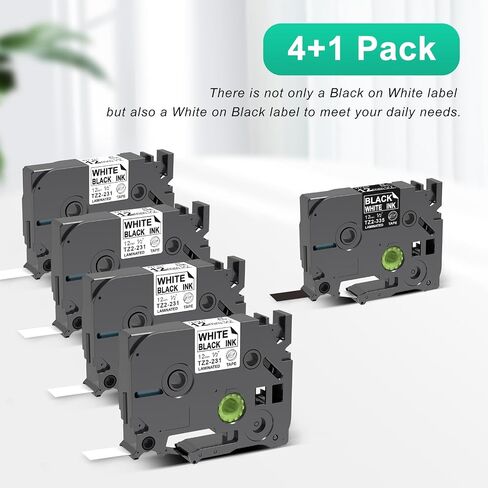 4+1 Pack Replacement for Brother Label Maker Tape TZe TZ Tape 12mm 0.47 Inch Laminated TZ-231,TZ-335 Compatible with Brother P-touch Label Tape in Saudi Arabia
