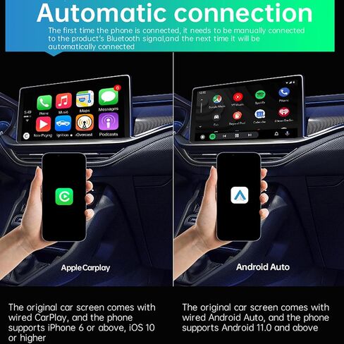 محول IDISON Carplay اللاسلكي، محول تشغيل السيارة 2 في 1 2024 لمصنع Carplay السلكي، للسيارات من 2017، بدون زمن انتقال من iOS/Android إلى الشاشة مع USB C in Kuwait