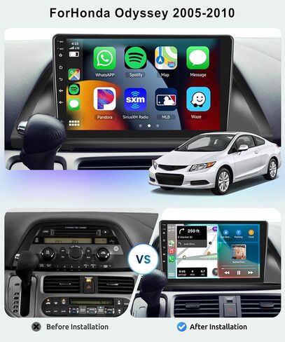 راديو سيارة 8 CORE 4G+64G لسيارة Honda Odyssey 2005-2010 مع Apple CarPlay/Android Auto، Podofo 10.1 بوصة 1280 * 720P IPS شاشة لمس ستيريو Android 13 GPS WiFi Bluetooth DSP SWC + كاميرا احتياطية عالية الدقة in Saudi Arabia