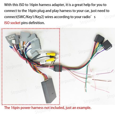 for Aftermarket Android Radio Stereo ISO Standard to 16Pin Power Harness Cable Adapter Converter Connector Wire Female ISO to Male 16pin Full Pins in Saudi Arabia