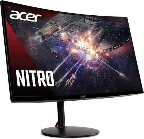 شاشة ألعاب Acer Nitro مقاس 27 بوصة 1500R منحنية بدقة Full HD للكمبيوتر الشخصي | AMD FreeSync Premium | 240 هرتز | 1 مللي ثانية VRB | مكبرات الصوت | HDR10 | ErgoStand | متوافق مع تركيب VESA | 1 x DP 1.4 & 2 x HDMI 2.0 | XZ270 X2bmiiphx in Saudi Arabia