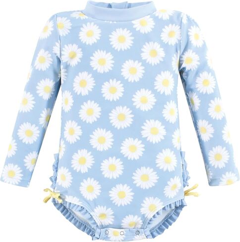 Hudson Baby Baby Girl's Rashguard Toddler Swimsuit, Blue Daisy, 3-6 Months in Kuwait