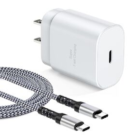 USB C Wall Charger, Excgood Super Fast Charger Type C Charging Block Compatible with Galaxy S23 Ultra/S22/S21 FE 5G/S20, Note 20/10, A54/70/71/53/23, Z Flip4, with 10ft Braided USB-C Cable (Black)