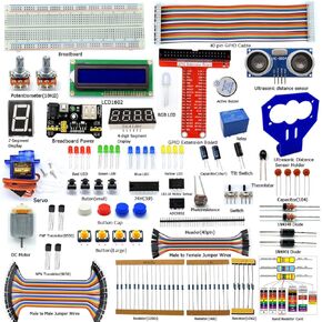 Adeept Ultrasonic Distance Sensor Starter kit for Raspberry Pi 4 3 RPi 2 Model B+ B, LCD1602, Motor, 160 Items, and Python Code, Learn Electronics Programming for Beginners with Detailed Tutorials