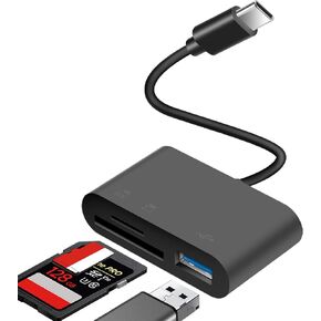 قارئ بطاقة SD من HianDier TypeC TF SD لقارئ بطاقات iPhone 3 في 1 قارئ بطاقة SD USB C كاميرا محول قارئ بطاقة الذاكرة لأجهزة iMac وiPad Pro Air Mini وMacBook Pro Air وMicroSD وGalaxy S24 وiPhone 15 in Kuwait