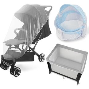 2 Pack Baby Mosquito Net for Stroller, Playard & Bassinet, Reusable Bug Net for Cradles, Carrier, Pack and Plays and Portable Mini Crib, Baby Playpen Mosquito Net Cover, White