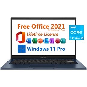 ASUS Vivobook 14" Laptop, Free Microsoft Office 2021 with Lifetime License, FHD Non-touch Display, Intel 6-Core i3-1215U 4.4 GHz, Wifi 6E, 16GB RAM, 1TB PCIe SSD, 8 hrs Battery Life, Windows 11 Pro