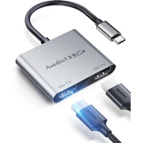 avedio links USB C to Dual HDMI Adapter, 4K@60HZ, Type C to HDMI splitter for Dual Monitors, extended Display, support Dual 4K@30HZ, Compatible for USB C 3.0/3.1, Thunderbolt 3 (Light Gray)