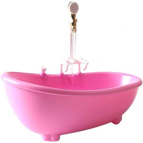 Toyvian Toy Bathtub for Dolls, Baby Doll Real Working Bath Set Electric Bathtub with Shower and Faucet Pretend Play Toy Play Water Accessories Fits Most Dolls ​Up to 12''