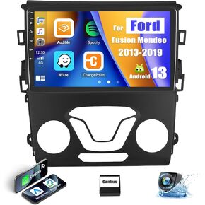 Android 13 Car Stereo for Ford Fusion Mondeo 2013-2019,9'' HD Touchscreen Ford Fusion Mondeo Car Radio with Wireless Carplay Android Auto WiFi GPS Navigation Bluetooth FM Radio SWC+AHD Rear Camera