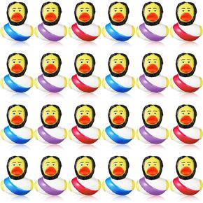 Hungdao 24 Pcs Jesus Rubber Duck 2.36 Inch Christian Ducks Figurines Mini Jesus Loves You Rubber Ducks for Church Religious Christian Events Easter Party Favors