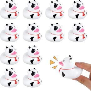 12pcs Cow Ducks, Mini Cow Rubber Ducks Novelty Funny Cow Print Duck Cowboy Duck Small Duckies Baby Bathtub Duck Toys for Baby Shower Party Favors Decoration Swimming Pool Supplies