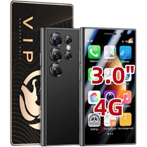 Mini 4G Smartphone 3.0 Inch S23Pro Android 9.0 Quad Core Dual Sim 2GB+16GB 1950mAh HD Cameras Unlocked Student Pocket Cellphone Emergency Phone Gift for Kid(Phantom Black)