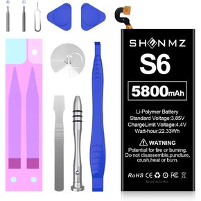 SHENMZ Galaxy S6 Battery Replacement Kit, 2024 New Upgraded Li-Polymer Replacement EB-BG920ABE Battery for Samsung Galaxy S6 G920V G920A G920T G920P…