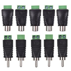 Lemoy 10-Pack Phono RCA ذكر وأنثى قابس إلى AV برغي طرفي محول موصل الصوت/الفيديو (5 ذكر و5 أنثى)