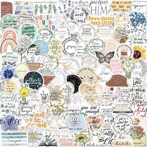 Christian Stickers, 100 Pcs Inspiring Bible Verses Stickers for Water Bottles, Laptops, Faith Stickers for Kids, Teens, Girls, Women Christian Gifts Merch in Kuwait