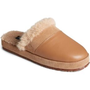 Sperry Women’s Cape May Mule Slipper - Cow Suede Slippers Featuring Full-Grain Leather Upper, Rubber Outsole, and Faux Fur Lining