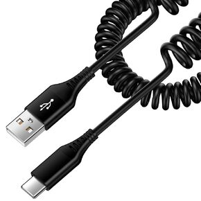 USB A to USB C Cable 3FT Coiled Type C Car Charger Cord Fast Charging for iPhone 15 Pro Max,Retractable Android Auto Charger for Samsung Galaxy S24 Ultra S23 FE S22 A15 A14 A54,Google Pixel 8a 8 Pro 7