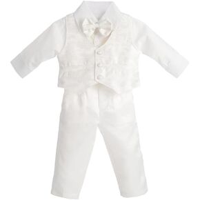 Lito Angels Baby Boys Ivory Suit Christening Clothing Baptism Outfits Long Sleeve Floral Size 3-18 Months