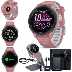 Garmin Forerunner 165 GPS Running Smartwatch, Black/Slate Gray | Advanced Health and Fitness Insights, Sleep Coach, Training Plans, Garmin Pay | Signature Series Charging Stand Bundle