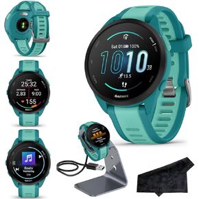 Garmin Forerunner 165 GPS Running Smartwatch, Black/Slate Gray | Advanced Health and Fitness Insights, Sleep Coach, Training Plans, Garmin Pay | Signature Series Charging Stand Bundle