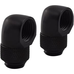 G1/4" ذكر إلى أنثى 90 درجة تركيبات موسع دوارة معززة متعددة الوصلات لأنظمة تبريد المياه للكمبيوتر، أسود، قطعتان in Kuwait