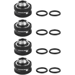 PC Water Cooling Brass Tube Fitting Water Cooling Compression Fitting Suitable for 16mm Outer Diameter Tube(4pcs black)