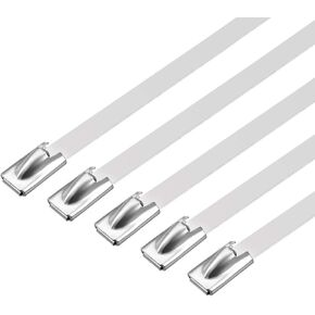 uxcell 30 Inch Stainless Steel Cable Zip Ties 0.18 Inch Width Metal Exhaust Wrap 10pcs