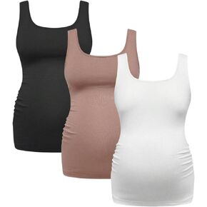 SOLY HUX Women's Maternity Scoop Neck Tank Top 3 Packs Sleeveless Basic Tops Pregnancy Athletic Yoga Shirts