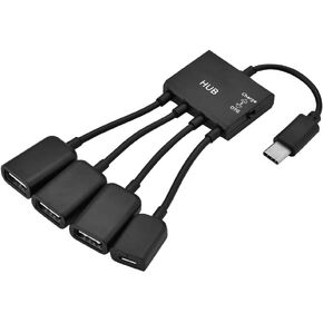 USB C Hub, 4 in 1 USB3.1 Type-C Male to USB 2.0 Female 3 Port USB Hub OTG Function w/USB-C Charging Port 480Mbps for Whindows XP/2003/Vista/2008/7/8/10 32/64bit, OS