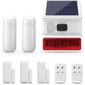 Home System Indoor/Outdoor Weather-Proof Siren 14PACKS, Outdoor Solar Siren with Door/Window Sensor for Farm Barn Villa Yard Garden