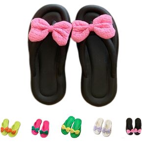 Bowknot Slippers Flip Flops Candy Color Cute Girl Bow Flip-flops Bathroom Slip-on Sandals Beach Shoes