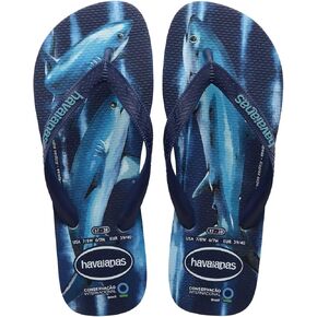 Havaianas Women Conservation International Flip Flops - Shark Print Sandals - Blue Water, 6