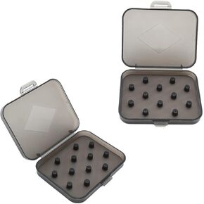 A2 Portable Headphone eartips case Silicone IEM Eartip Cap Storage Box for 4mm - 6mm Memory Foam Eartips Earbud Replacement Tips Dustproof Case (Pack of 2 Pieces) (Transparent Black)