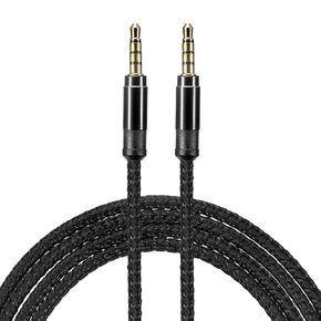 MECCANIXITY 2 Pack Aux Cable 3.5mm Male to Male Nylon Braided 10Ft 4 Pole Hi-Fi Stereo Sound Auxiliary Cord Black for Earphones, Smart Phones, Home/Car Stereos, Speakers, Computers