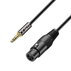 J&D XLR to 3.5mm Microphone Cable, PVC Shelled XLR Female to 3.5mm 1/8 inch TRS Male Balanced Cable XLR to TRS 1/8 inch Adapter for DSLR Camera, Computer Sound Card, 3 Feet