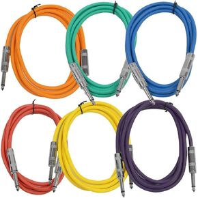 Seismic Audio SASTSX-6BGORYP 6-Feet TS 1/4-Inch Guitar, Instrument, or Patch Cable, Colored