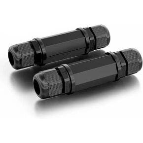 2 حزمة مقاوم للماء RJ45 مقرنة محمية CAT6/5E/5 8P8C أنثى إلى أنثى محول IP68 إيثرنت إشارة LAN موصل مقاوم للطقس مزدوج الرأس لمعدات LED الخارجية كاميرا-أسود in Kuwait