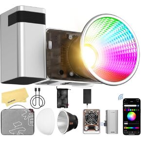 Zhiyun Molus X60 RGB Combo【𝐎𝐟𝐟𝐢𝐜𝐢𝐚𝐥】 60W COB LED Video Light with ZY Mount/Bowens Mount,Bluetooth App Control,CRI≈95,TLCI≈98,2700-6500K for YouTube,TikTok,Interview,Vlog,Live Stream